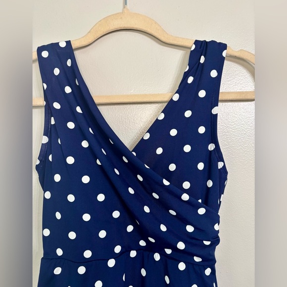 Land’s End Polka Dot Wrap One Piece Swim Dress - Picture 3 of 8